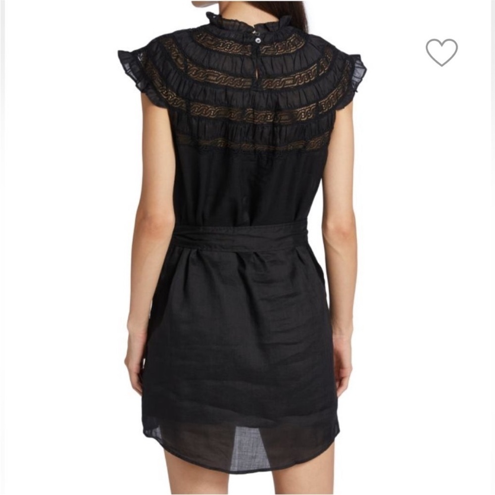 Frame Lace Inset Ruffle Mini Dress Noir - Picture 3 of 8